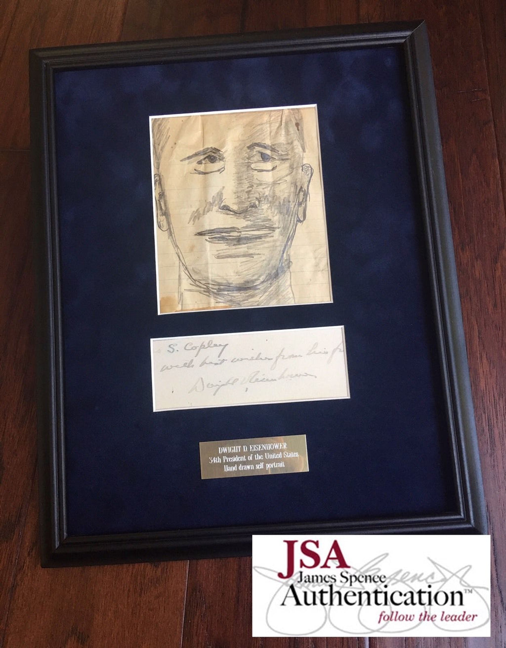 DWIGHT EISENHOWER * JSA COA * President Self Portrait Sketch * AUTOGRAPH Signed