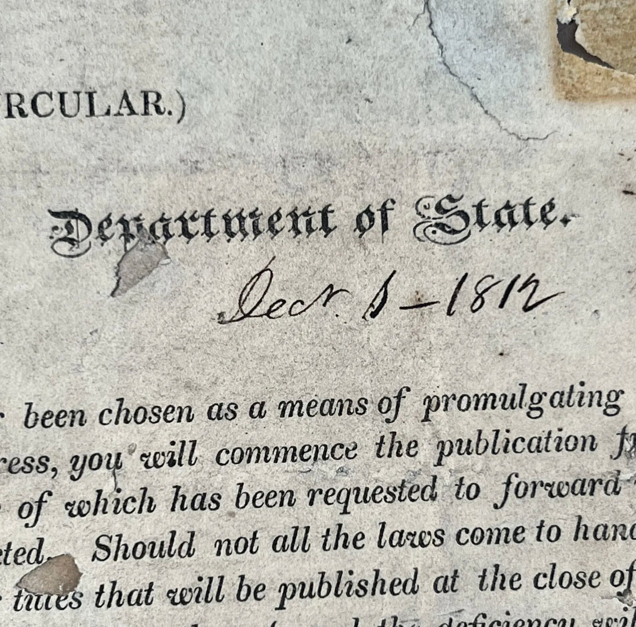 JAMES MONROE * JSA LOA * Autograph Request to Publish Declaration of War Signed