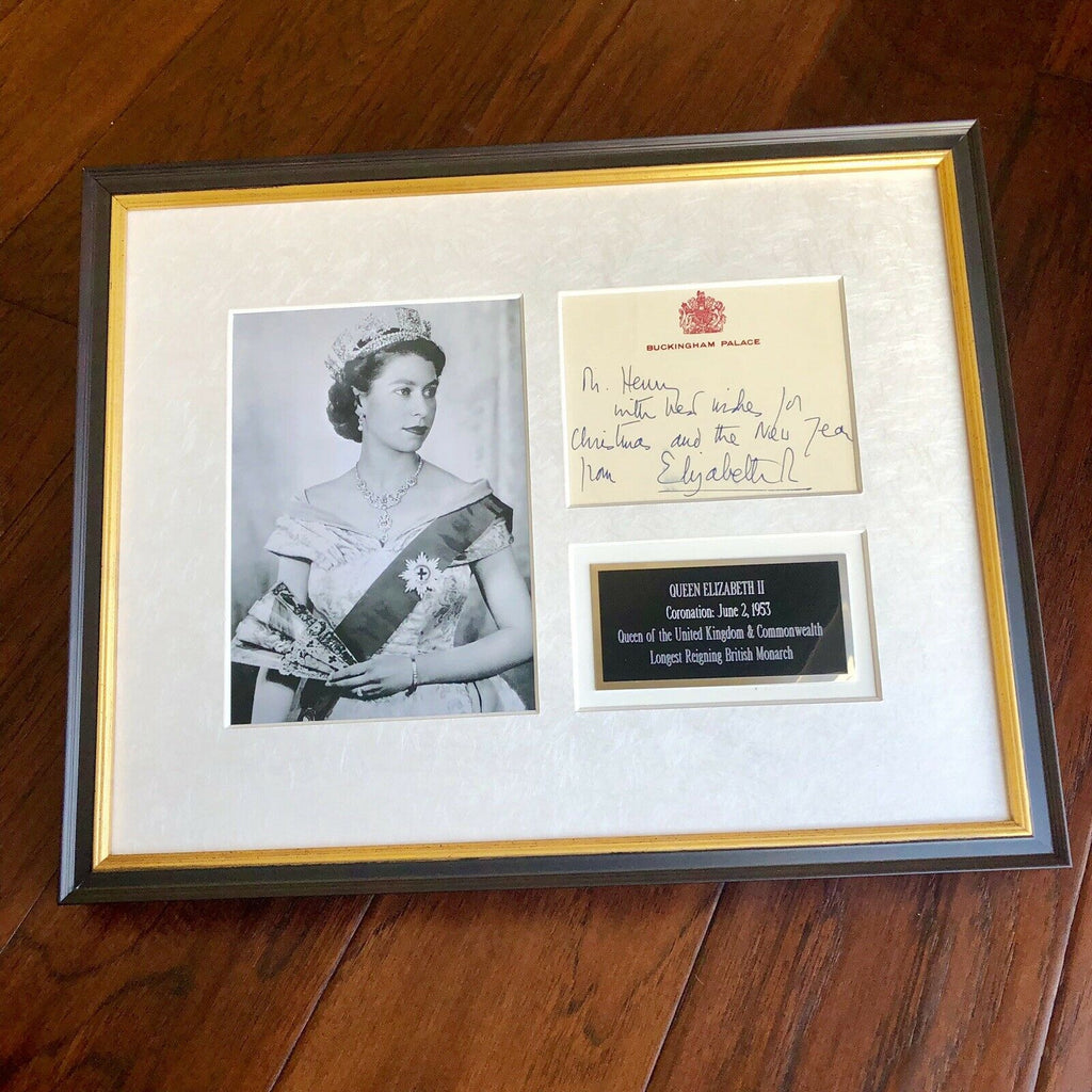 QUEEN ELIZABETH II * BAS LOA * Handwritten Autograph Buckingham Card SIGNED *