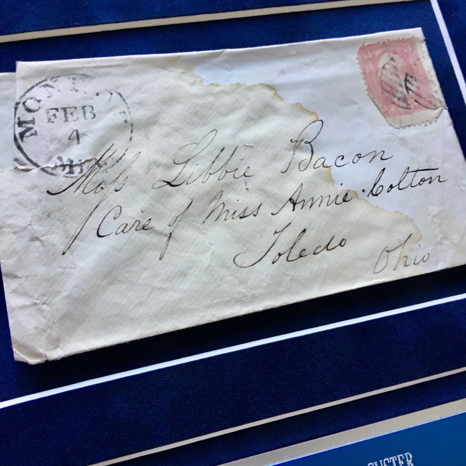 GEORGE CUSTER * Early Handwritten AUTOGRAPH Envelope Signed * Courting His Wife!