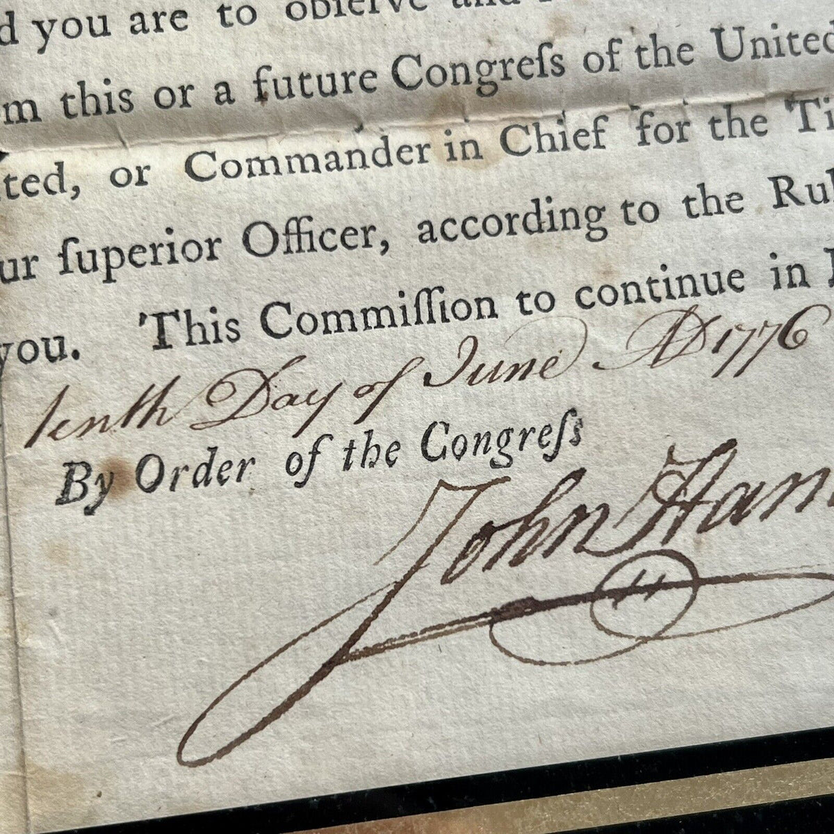 JOHN HANCOCK * Signed 1776 Appointment of Lexington Concord Soldier Autograph