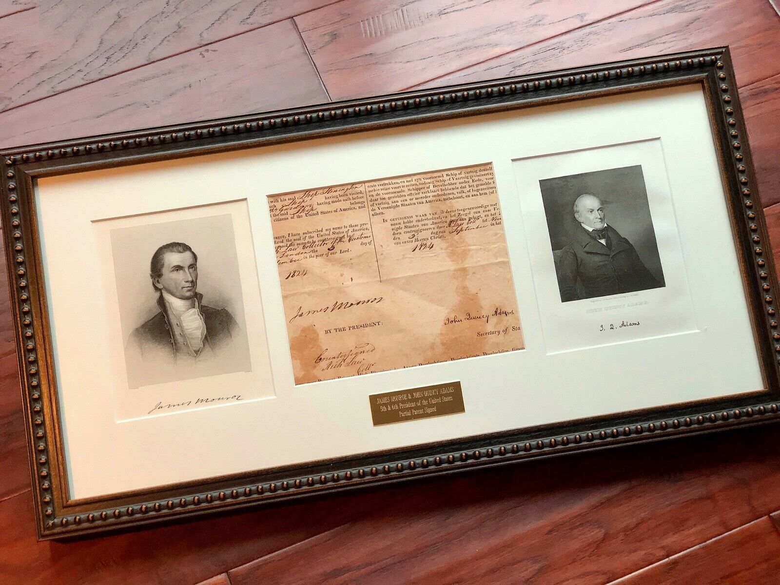 JAMES MONROE & JOHN QUINCY ADAMS * BAS * AUTOGRAPH Partial Patent SIGNED