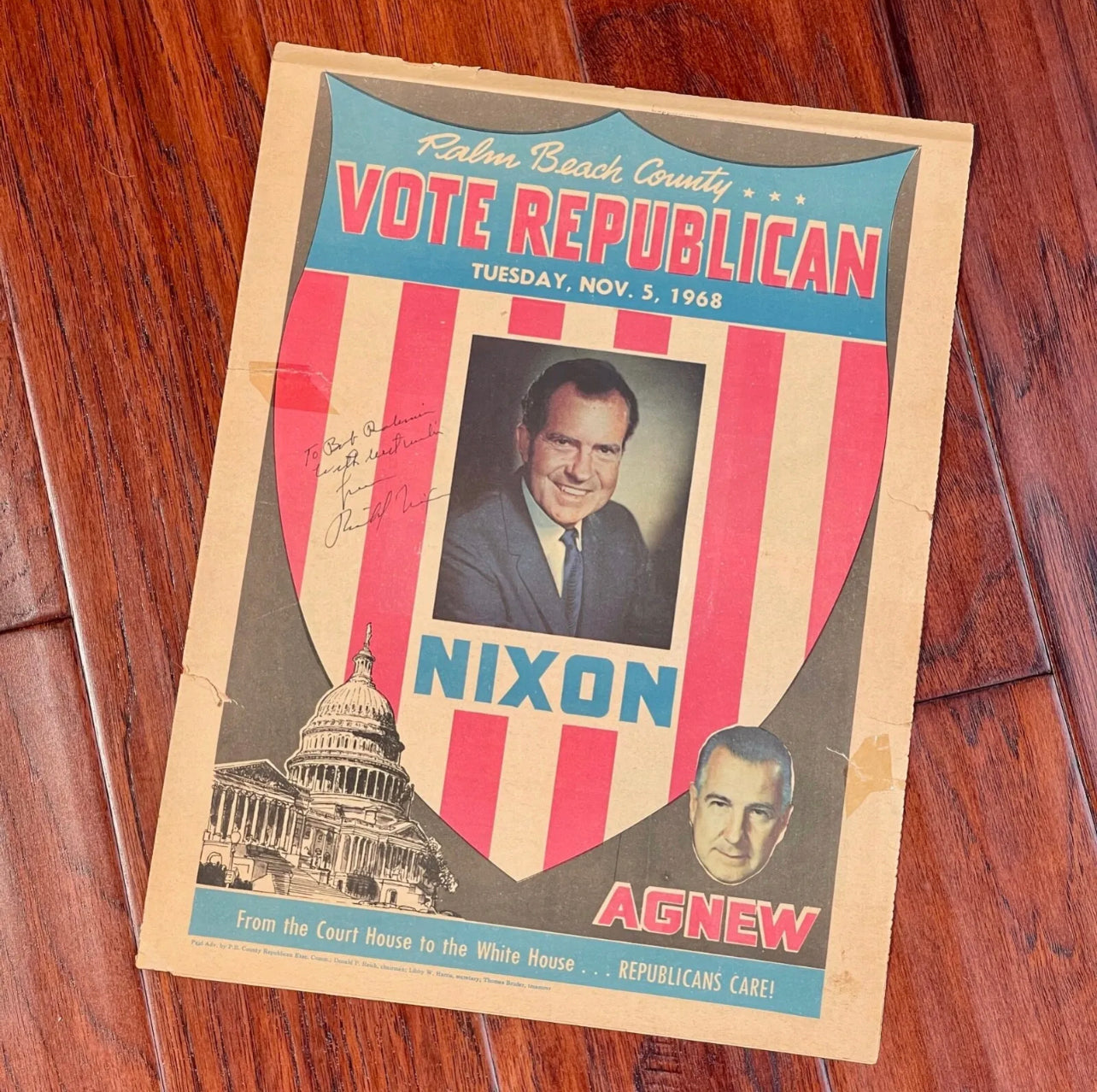 RICHARD NIXON * JSA * Autograph Presidential Campaign Poster Signed * 1968