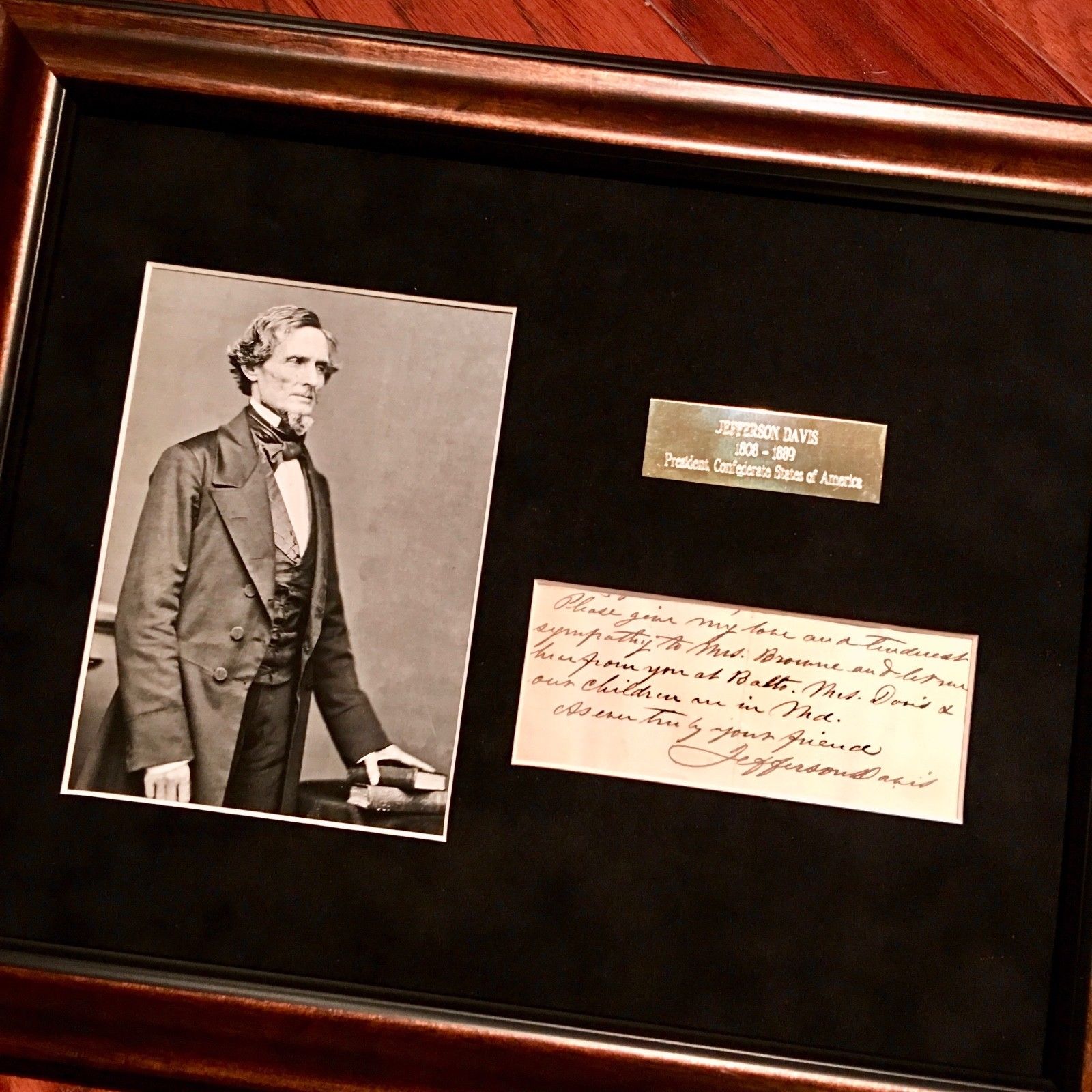 JEFFERSON DAVIS * JSA COA * Confederate President AUTOGRAPH Note * SIGNED 2X