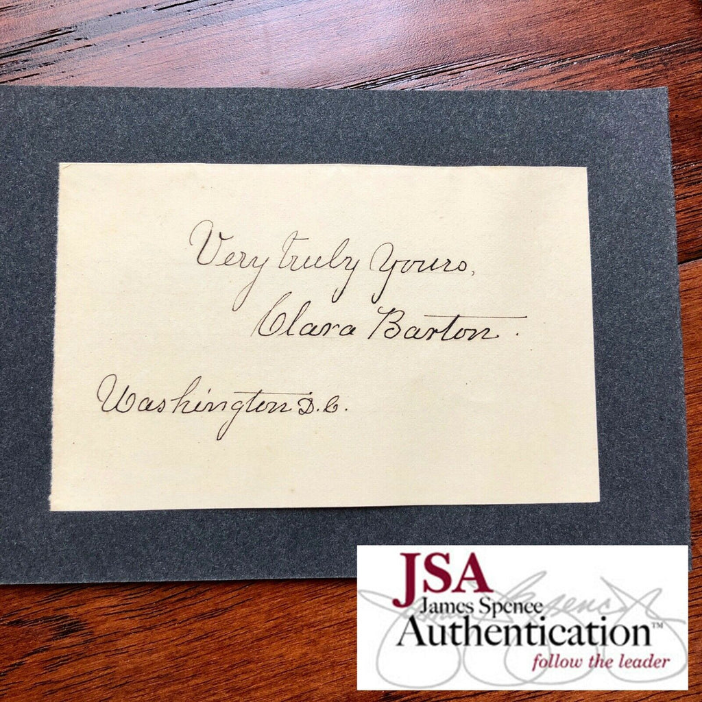 CLARA BARTON * JSA * Autograph Card SIGNED * Red Cross Founder