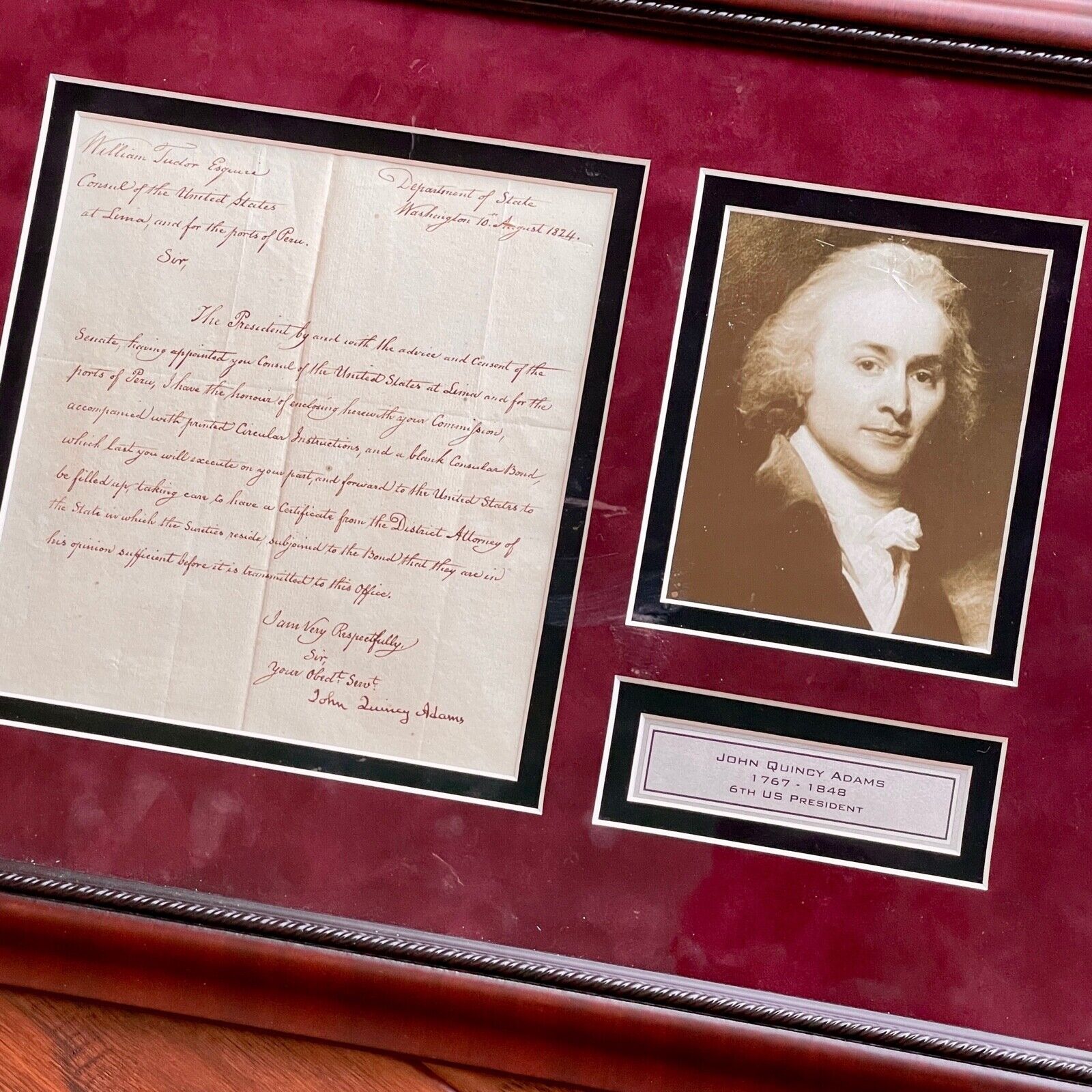 JOHN QUINCY ADAMS * JSA * Autograph Diplomatic Commission Letter Signed * Peru