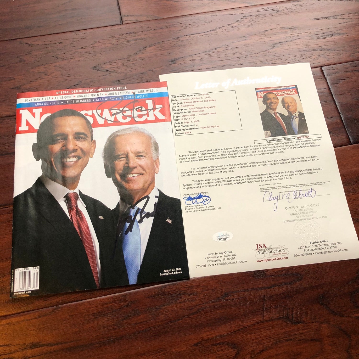 JOE BIDEN & BARACK OBAMA * JSA LOA * Signed Magazine Autograph with EXACT PROOF