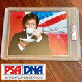 PAUL MCCARTNEY * PSA/DNA Slab * Signed Union Jack Tea Photo Autograph Beatles