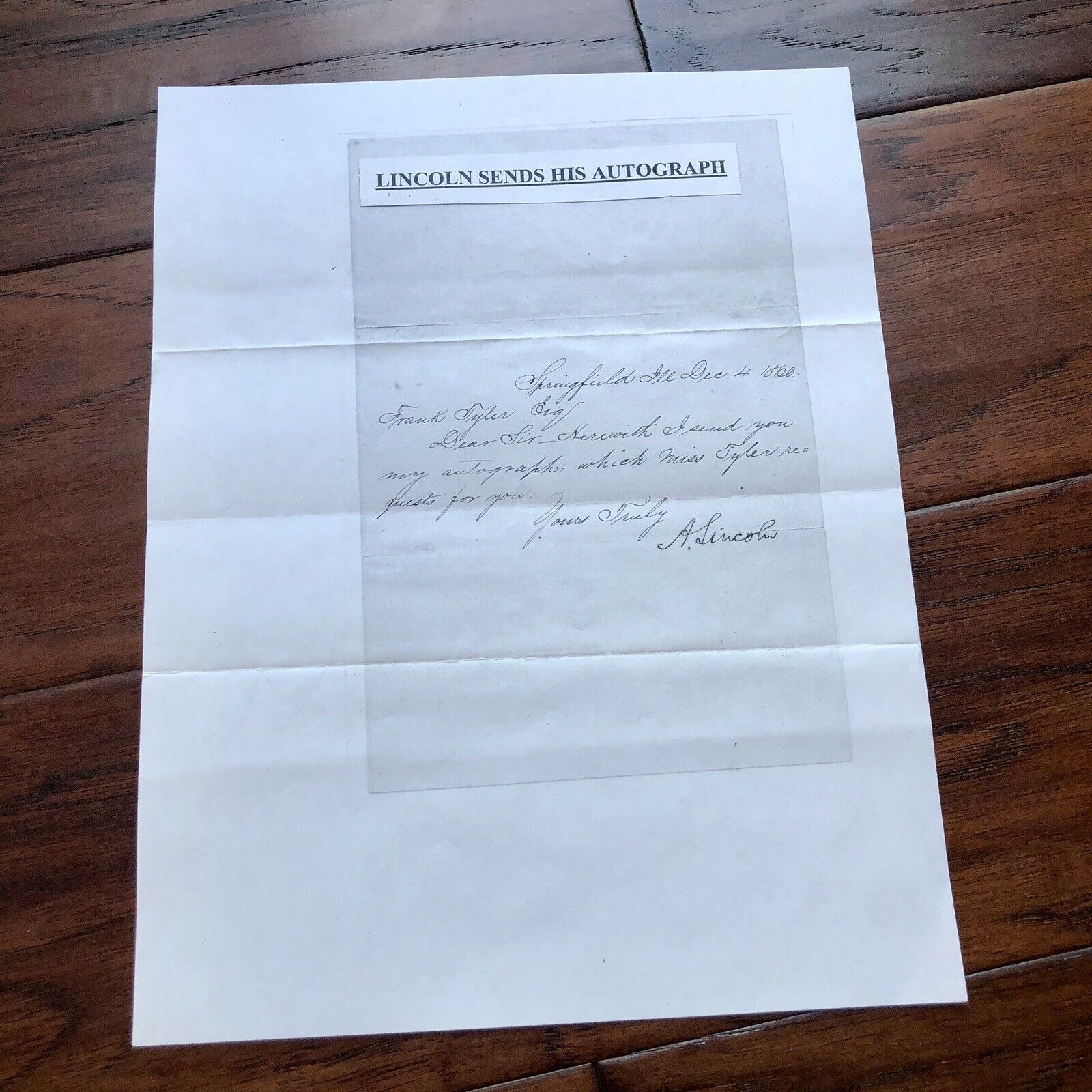 ABRAHAM LINCOLN * JSA LOA * Hand Signed Clean Autograph Card * Strong Provenance
