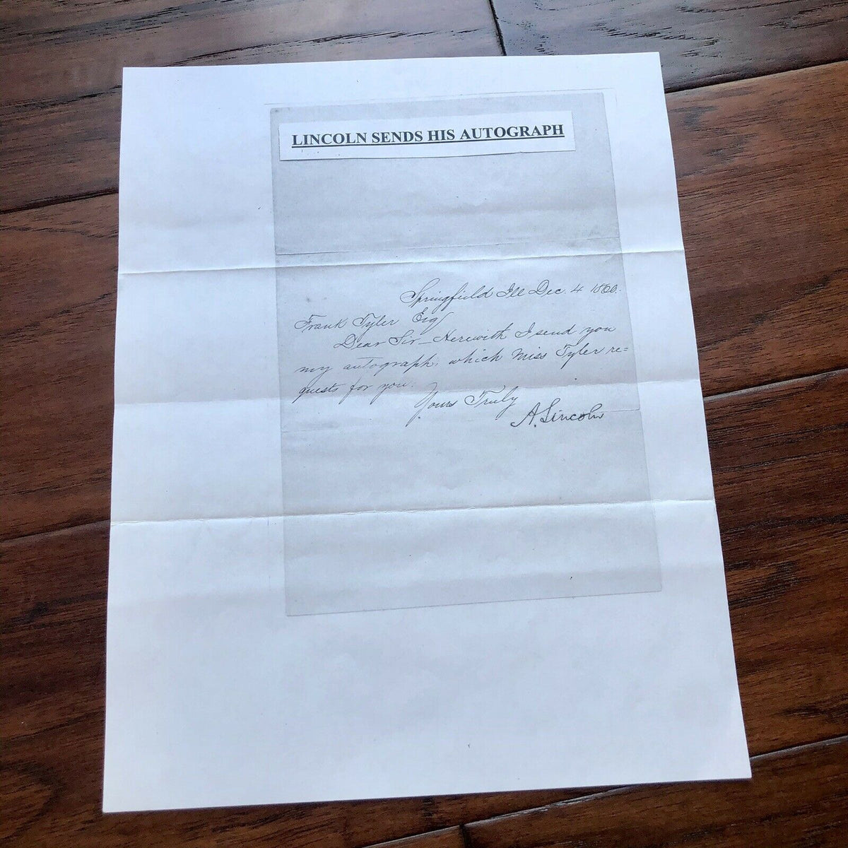 ABRAHAM LINCOLN * JSA LOA * Hand Signed Clean Autograph Card * Strong Provenance