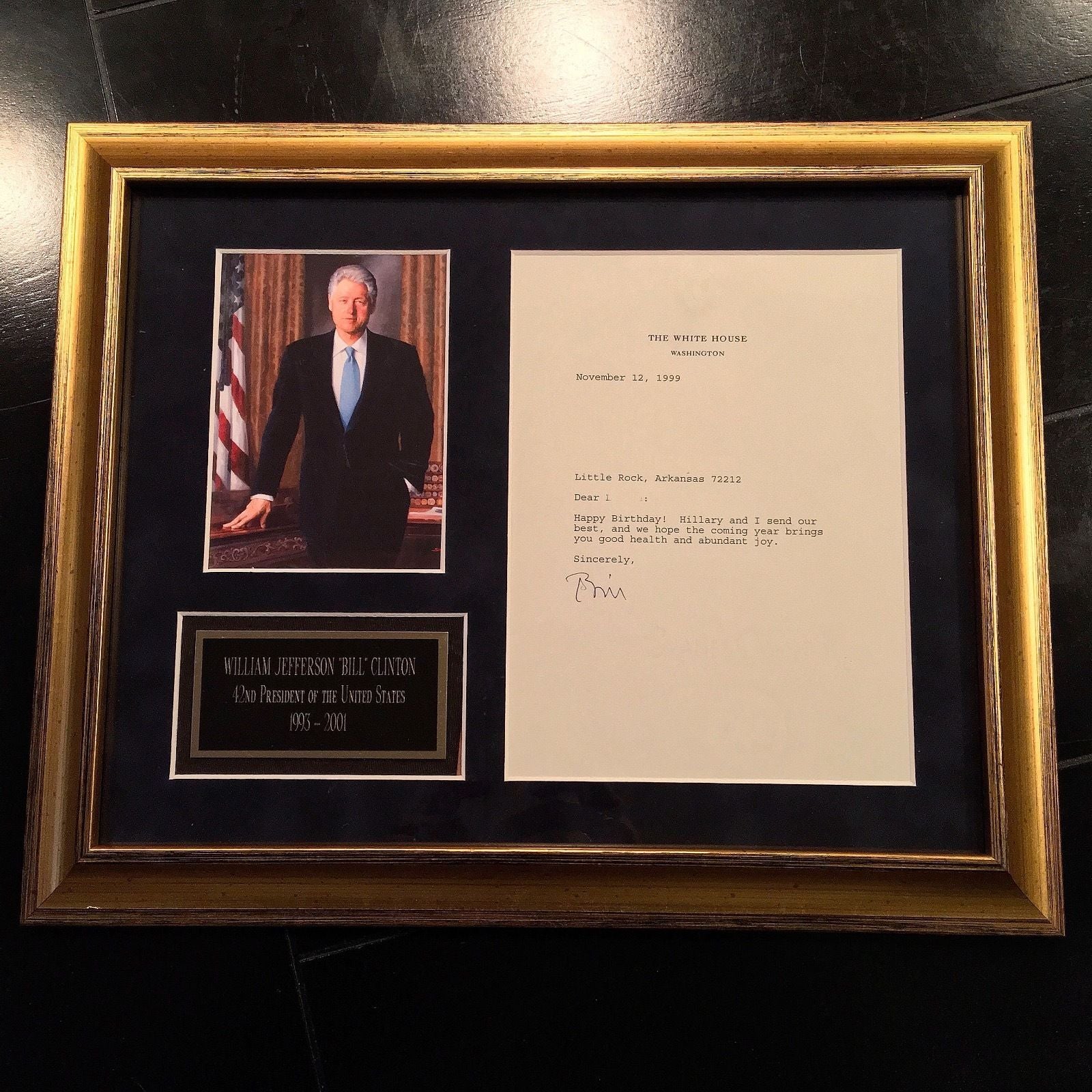 BILL CLINTON as PRESIDENT authentic WHITE HOUSE AUTOGRAPH letter SIGNED