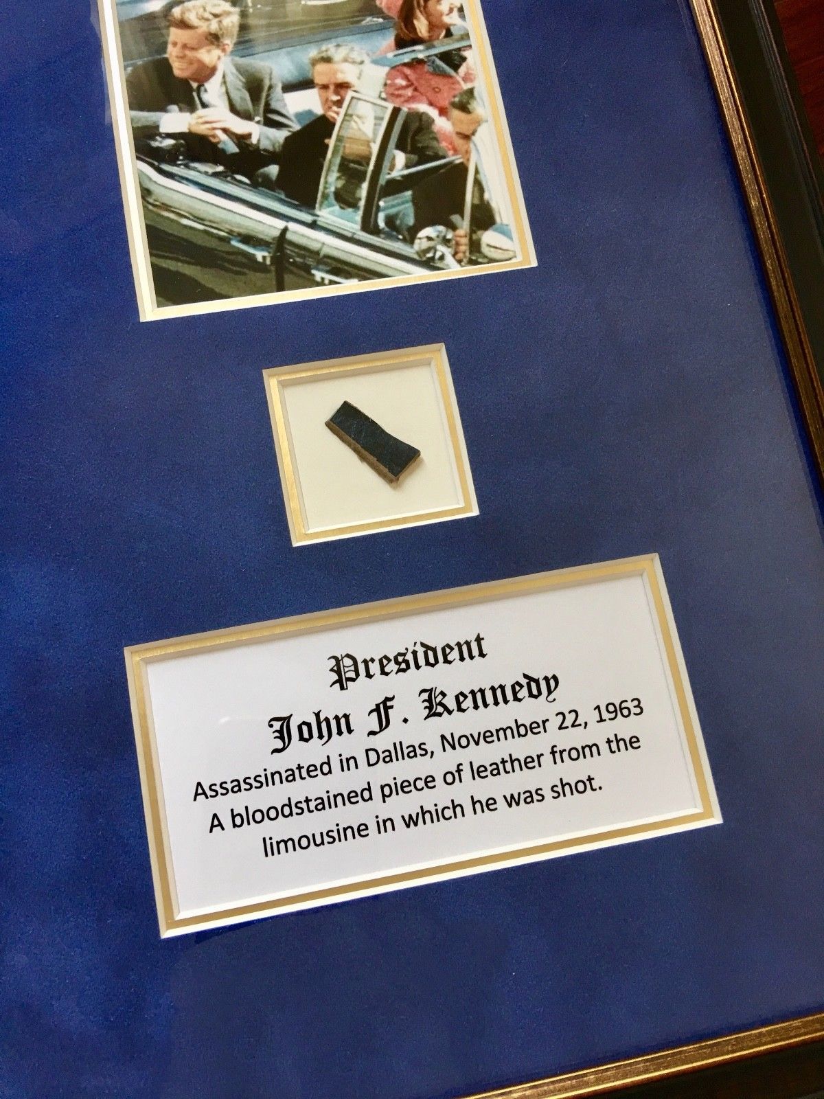 PREORDER: JOHN F. KENNEDY * Genuine Dallas ASSASSINATION LIMO INTERIOR LEATHER *