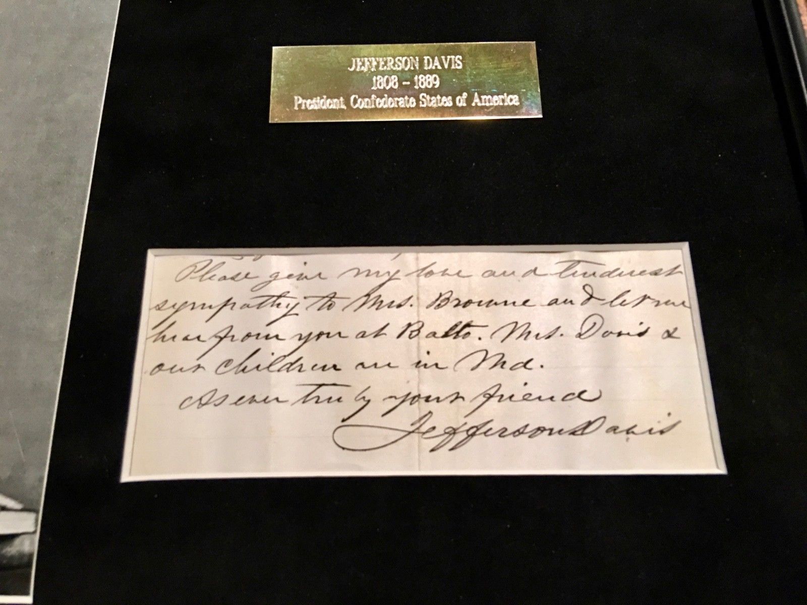 JEFFERSON DAVIS * JSA COA * Confederate President AUTOGRAPH Note * SIGNED 2X