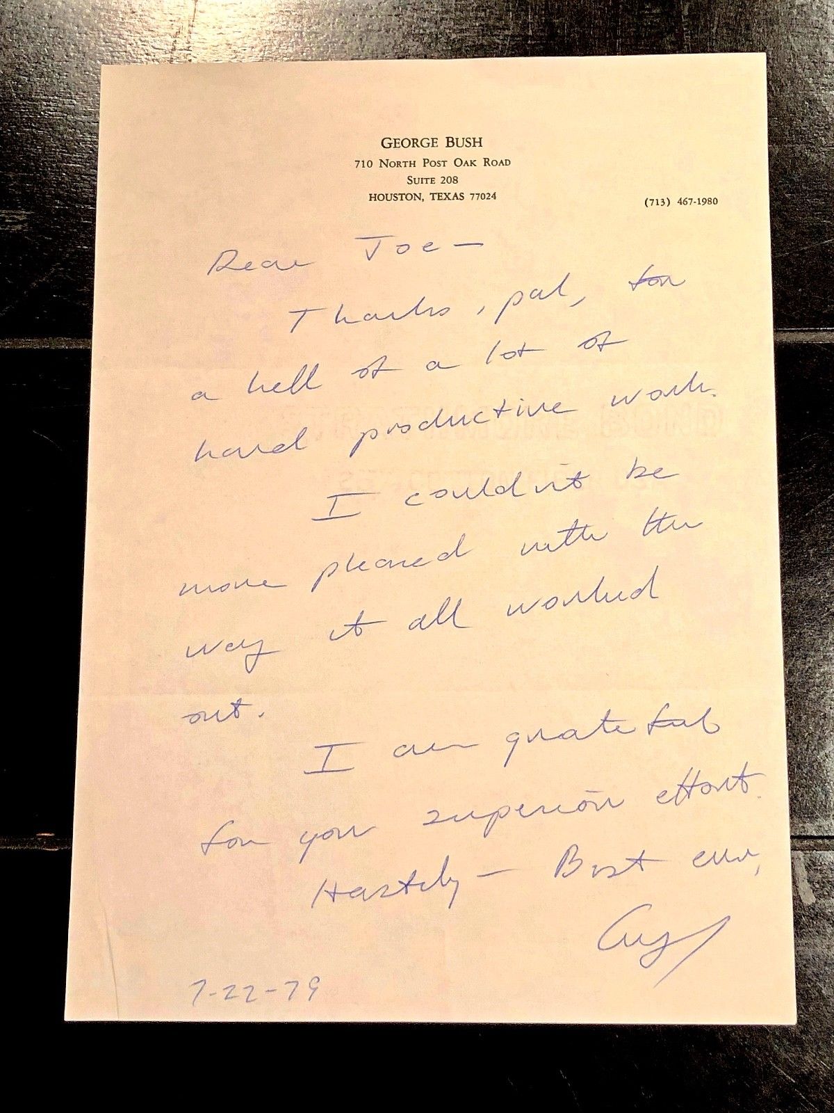 George HW Bush * PSA/DNA * Handwritten AUTOGRAPH letter SIGNED * 1979