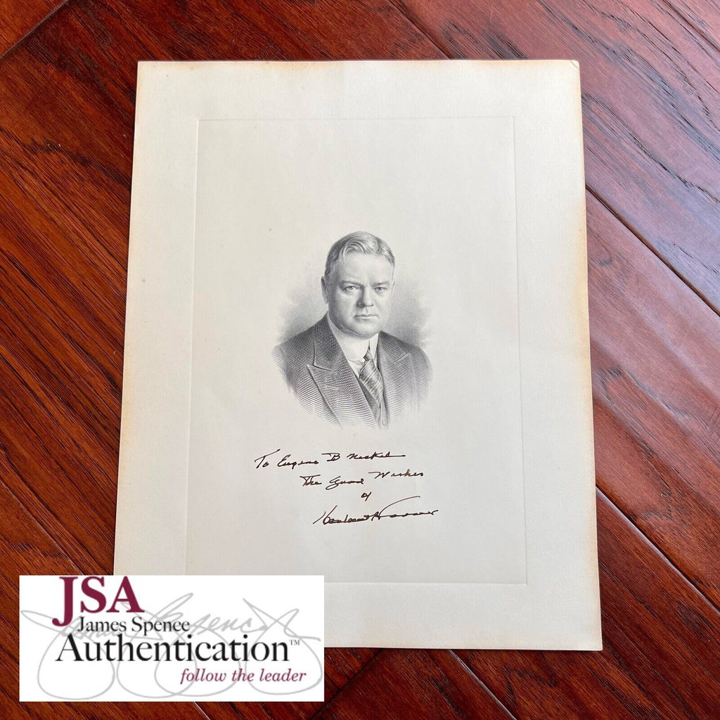 HERBERT HOOVER * JSA * Signed 11x14 Engraving Autograph Official BEP Portrait