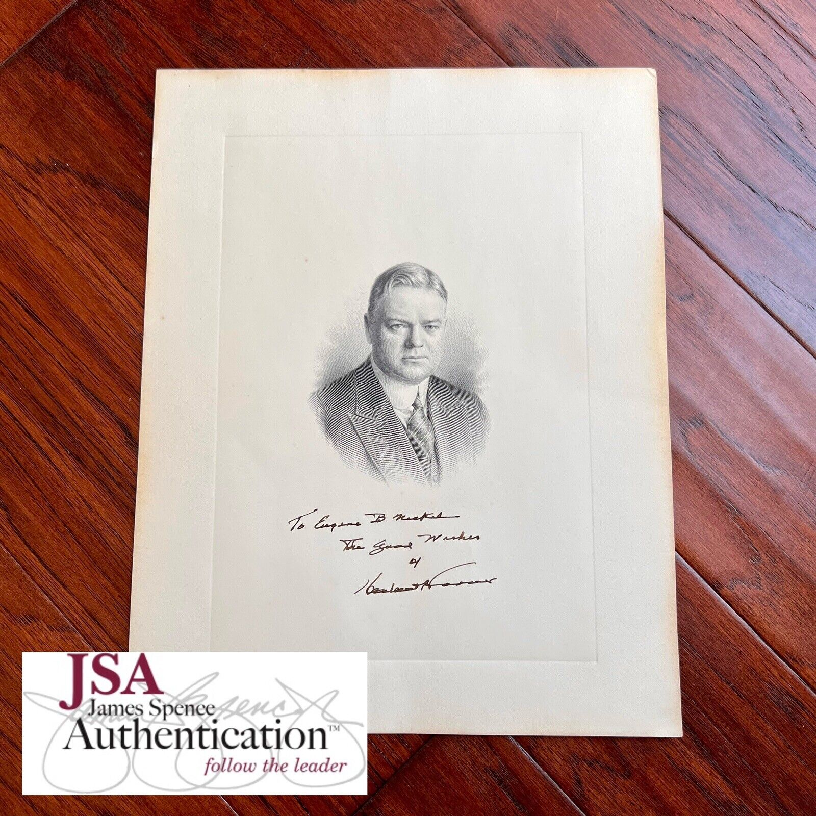 HERBERT HOOVER * JSA * Signed 11x14 Engraving Autograph Official BEP Portrait