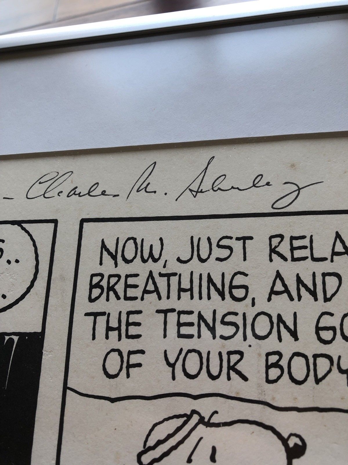 CHARLES M. SCHULZ * Hand Signed SNOOPY ARTWORK * Peanuts Autograph Comic Strip