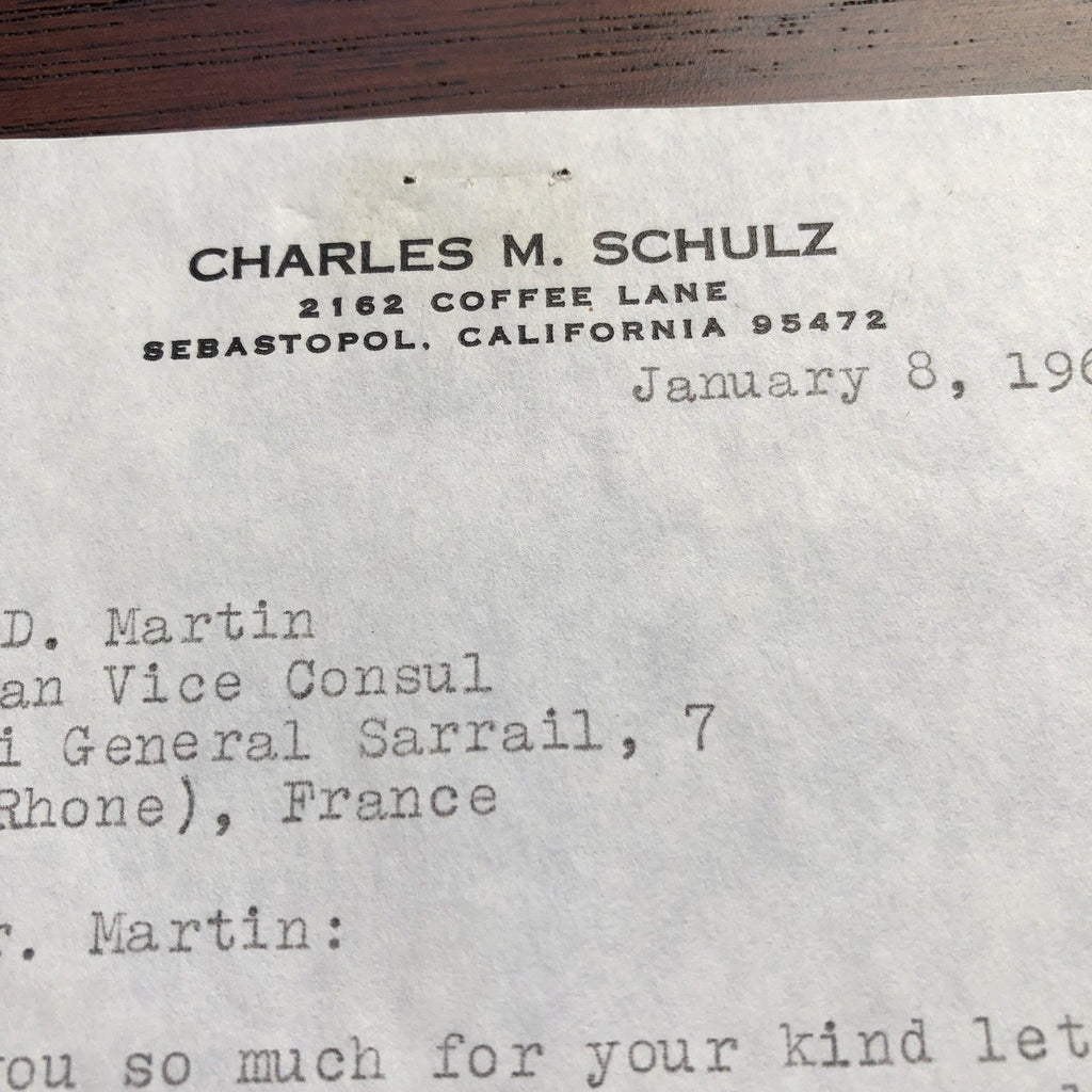 CHARLES M. SCHULZ * Autograph Peanuts Letter Signed * RR Auction COA