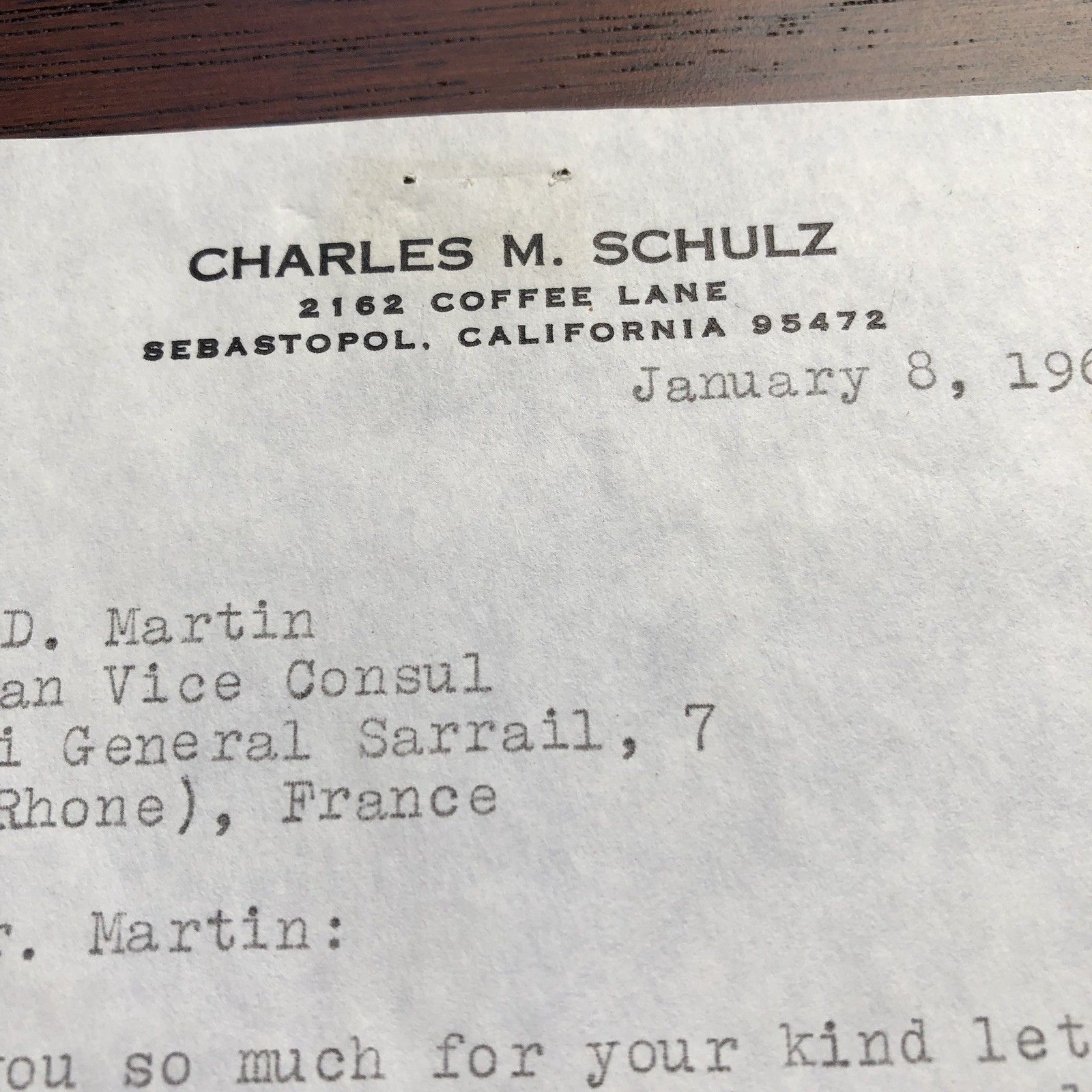 CHARLES M. SCHULZ * Autograph Peanuts Letter Signed * RR Auction COA