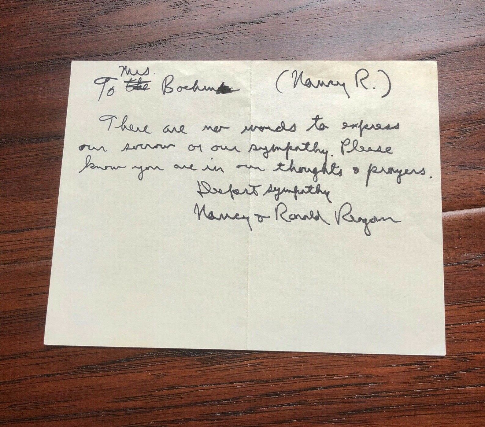 RONALD REAGAN * BAS * Handwritten AUTOGRAPH Condolence Letter SIGNED