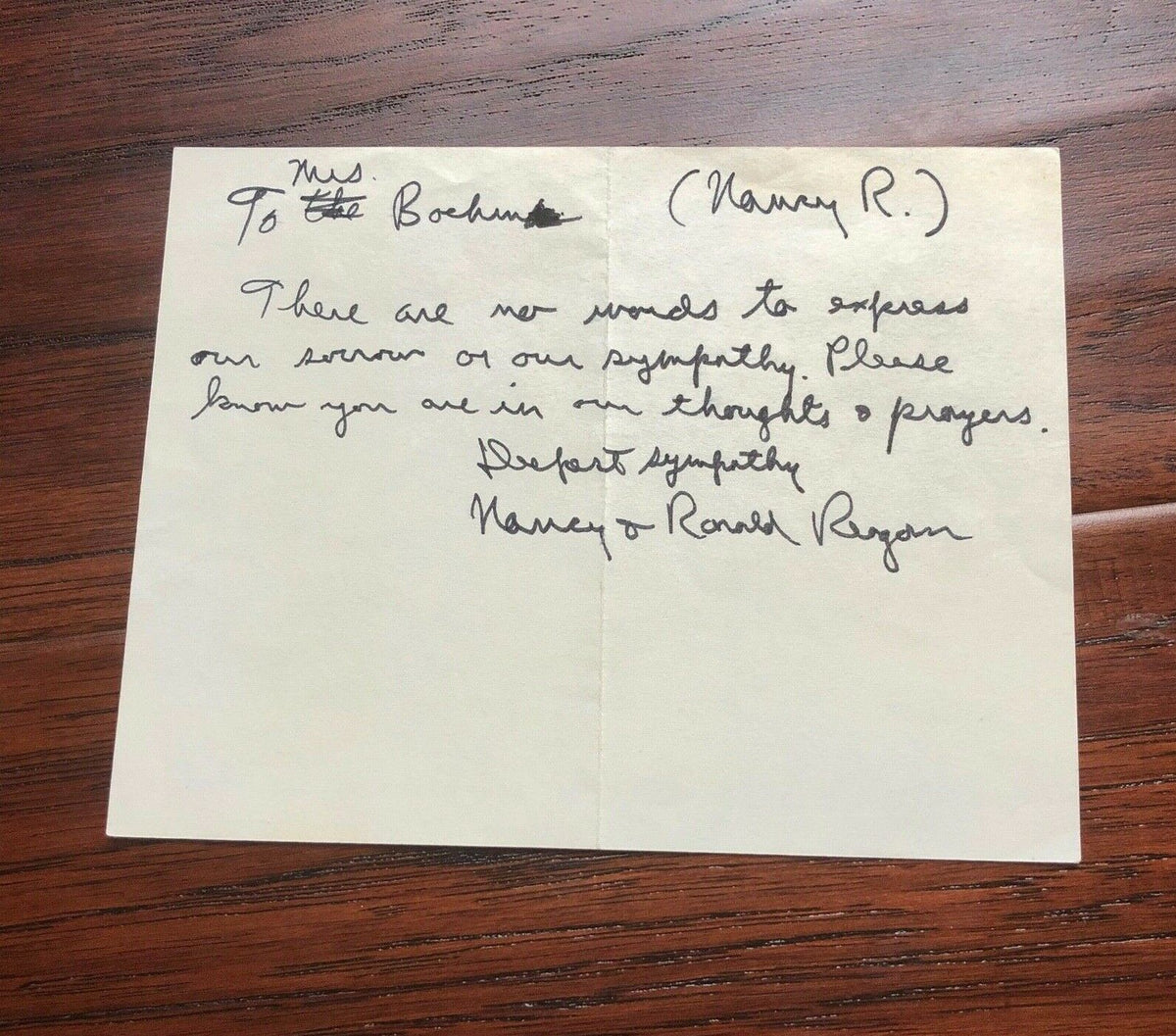 RONALD REAGAN * BAS * Handwritten AUTOGRAPH Condolence Letter SIGNED