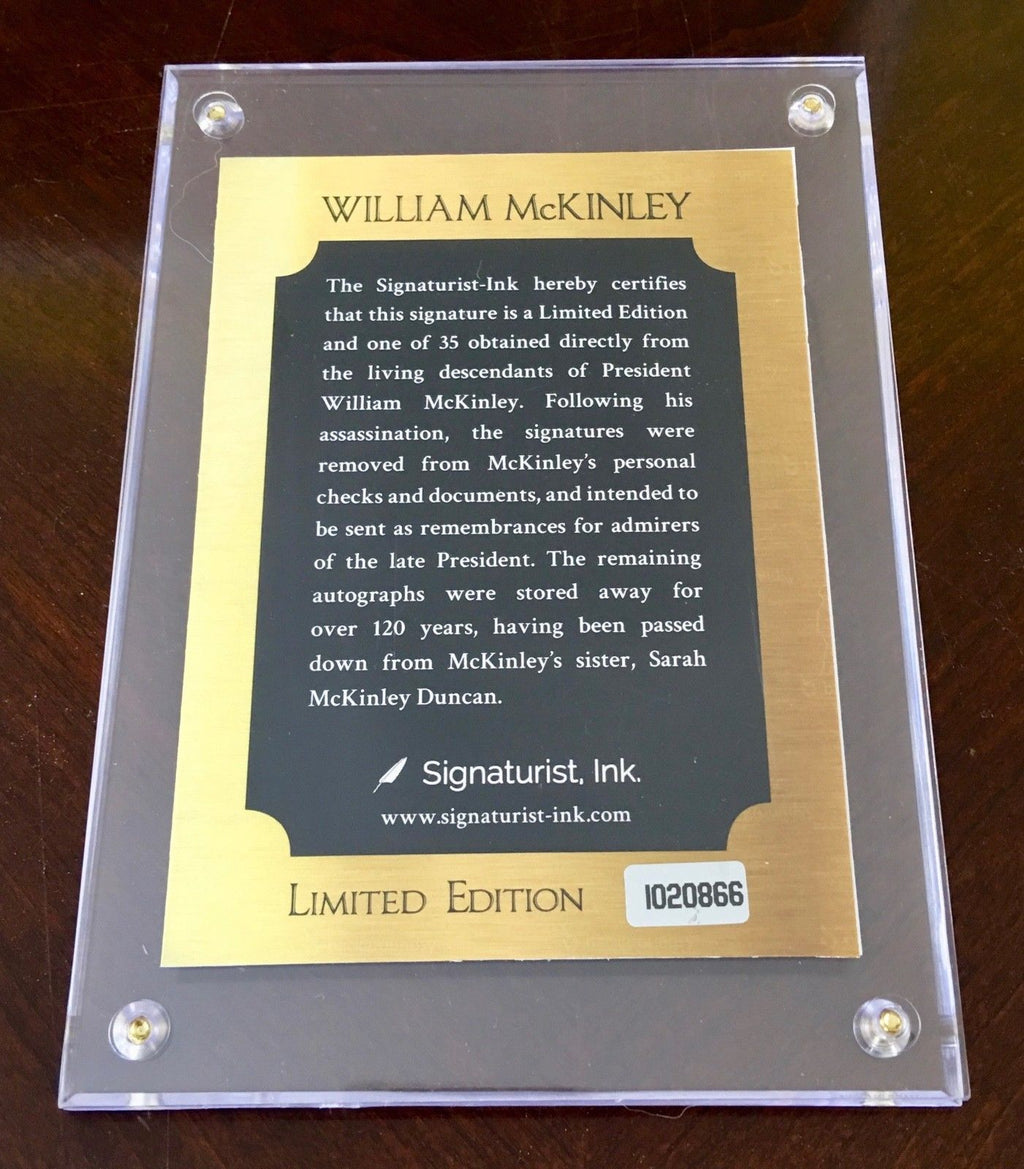 WILLIAM McKINLEY * AUTOGRAPH Cut Signed * McKinley Family Collection COA