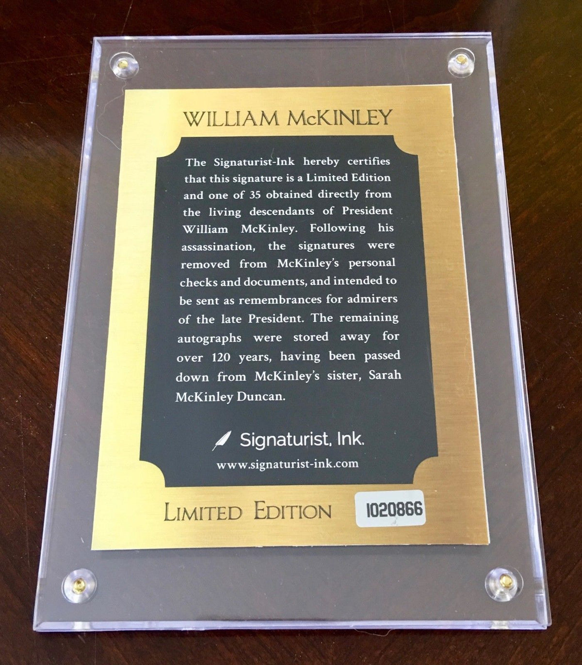 WILLIAM McKINLEY * AUTOGRAPH Cut Signed * McKinley Family Collection COA