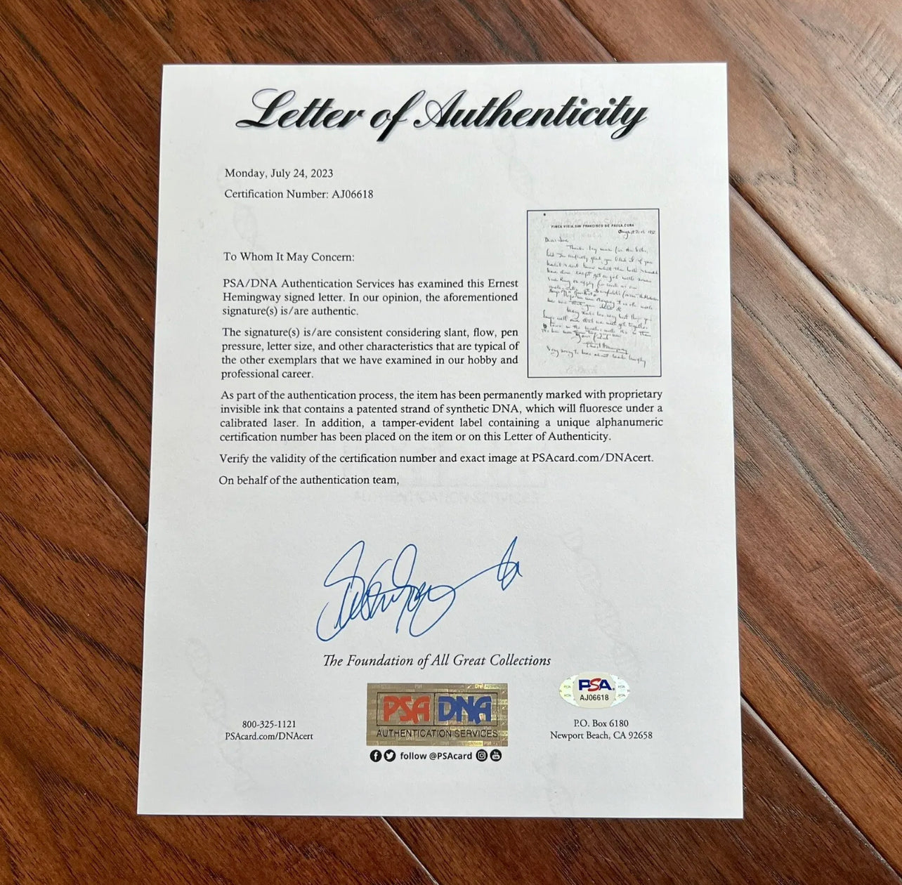 ERNEST HEMINGWAY * PSA/DNA * Autograph Letter Signed Re: "Old Man And The Sea"