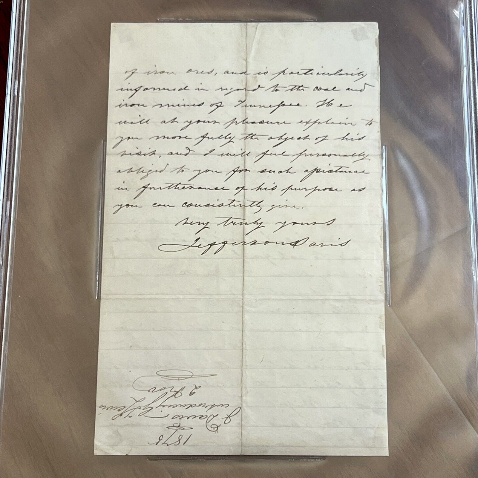 JEFFERSON DAVIS * Beckett BAS * Handwritten Autograph Letter Signed Full Sig