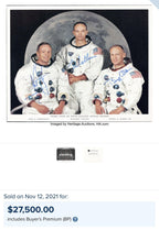 APOLLO 11 * JSA * Uninscribed Crew Signed Red # Photo Autograph Neil Armstrong