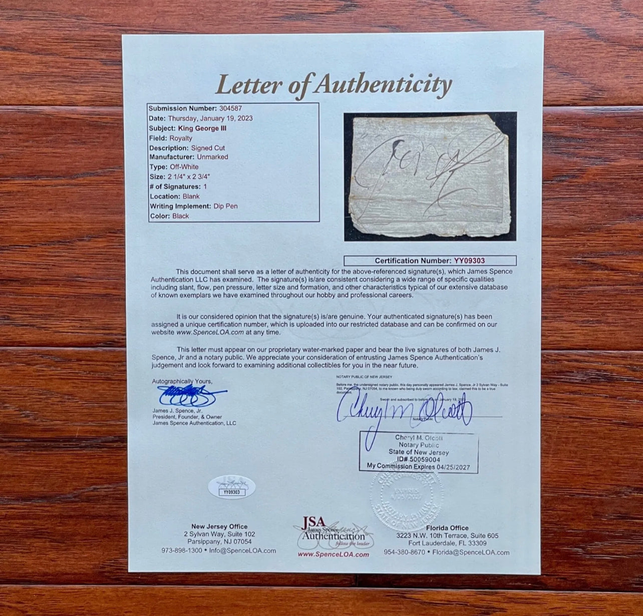 KING GEORGE III  * JSA * "Mad" AUTOGRAPH Cut Signature SIGNED
