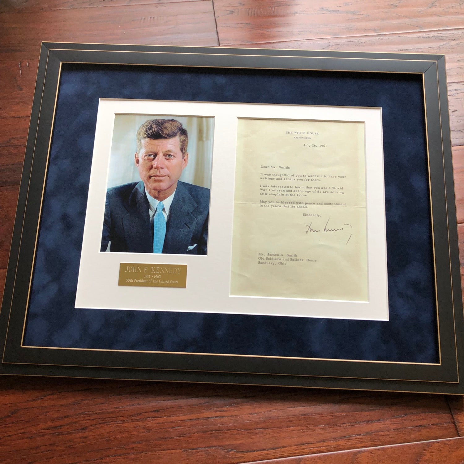 JOHN F. KENNEDY * PSA/DNA * WHITE HOUSE AUTOGRAPH Letter * WWI Veteran
