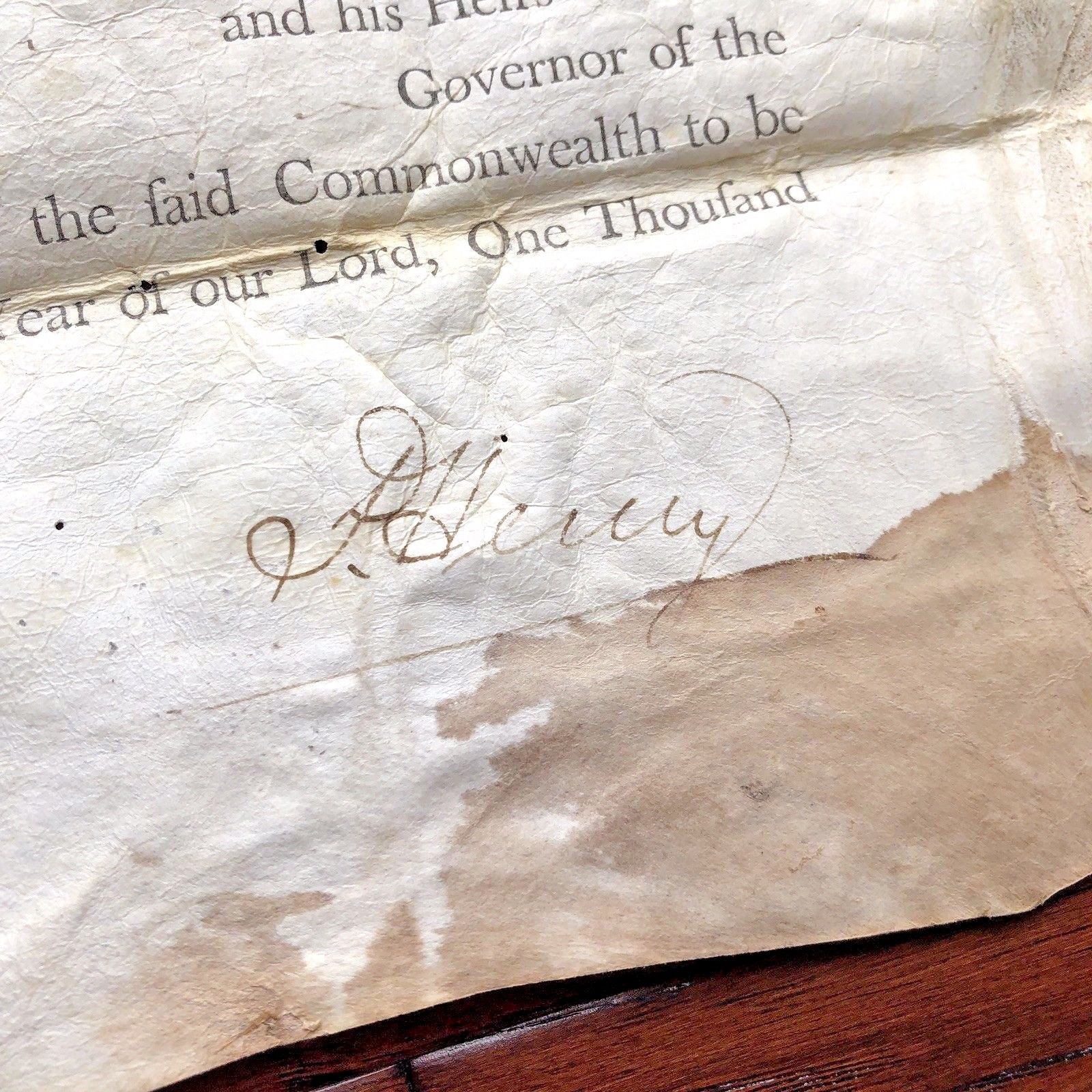 PATRICK HENRY * Signed Land Grant to Friend of GEORGE WASHINGTON * Autograph