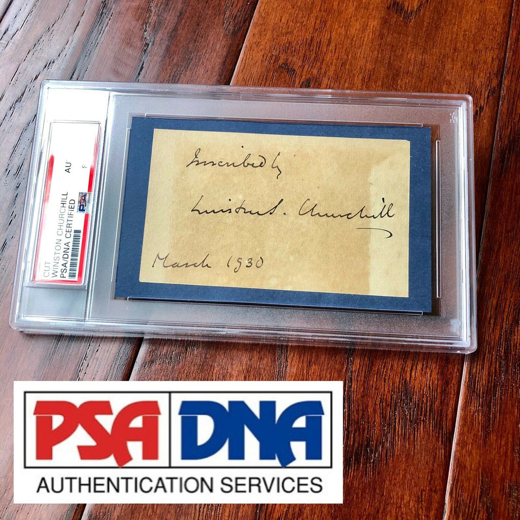 WINSTON S. CHURCHILL * PSA/DNA Slab * Autograph Inscribed Cut Card Signed *