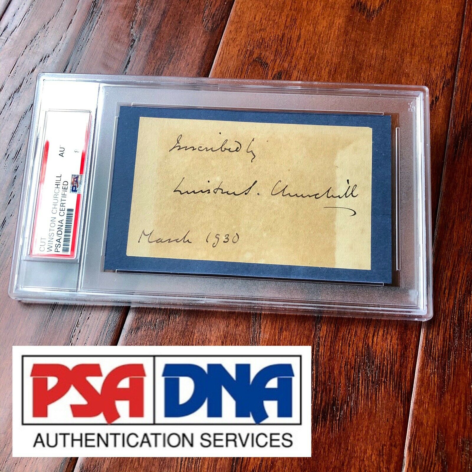 WINSTON S. CHURCHILL * PSA/DNA Slab * Autograph Inscribed Cut Card Signed *