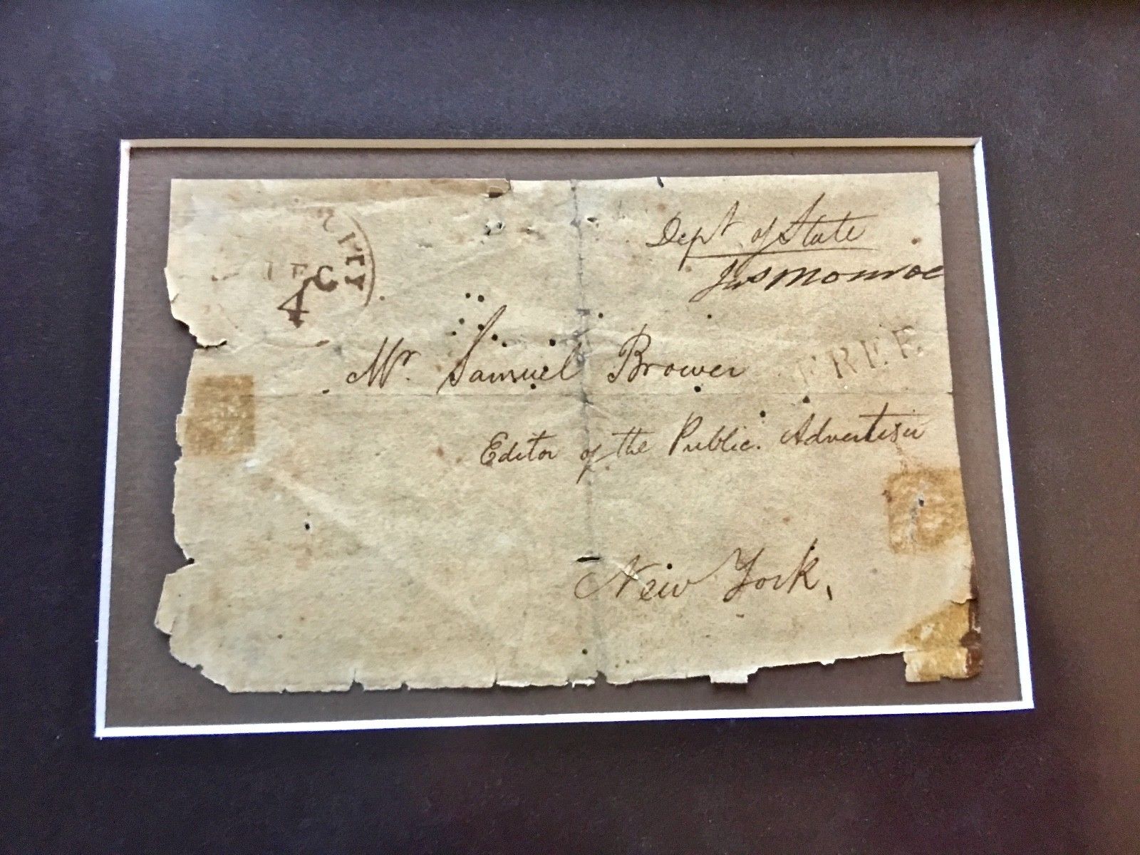 JAMES MONROE * Double (2x) AUTOGRAPH SIGNED as Secretary of State