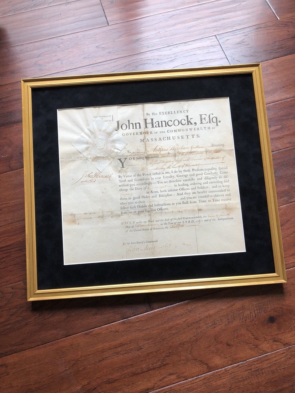 JOHN HANCOCK * JSA LOA * Hand Signed GOVERNORS APPOINTMENT * Signer Autograph
