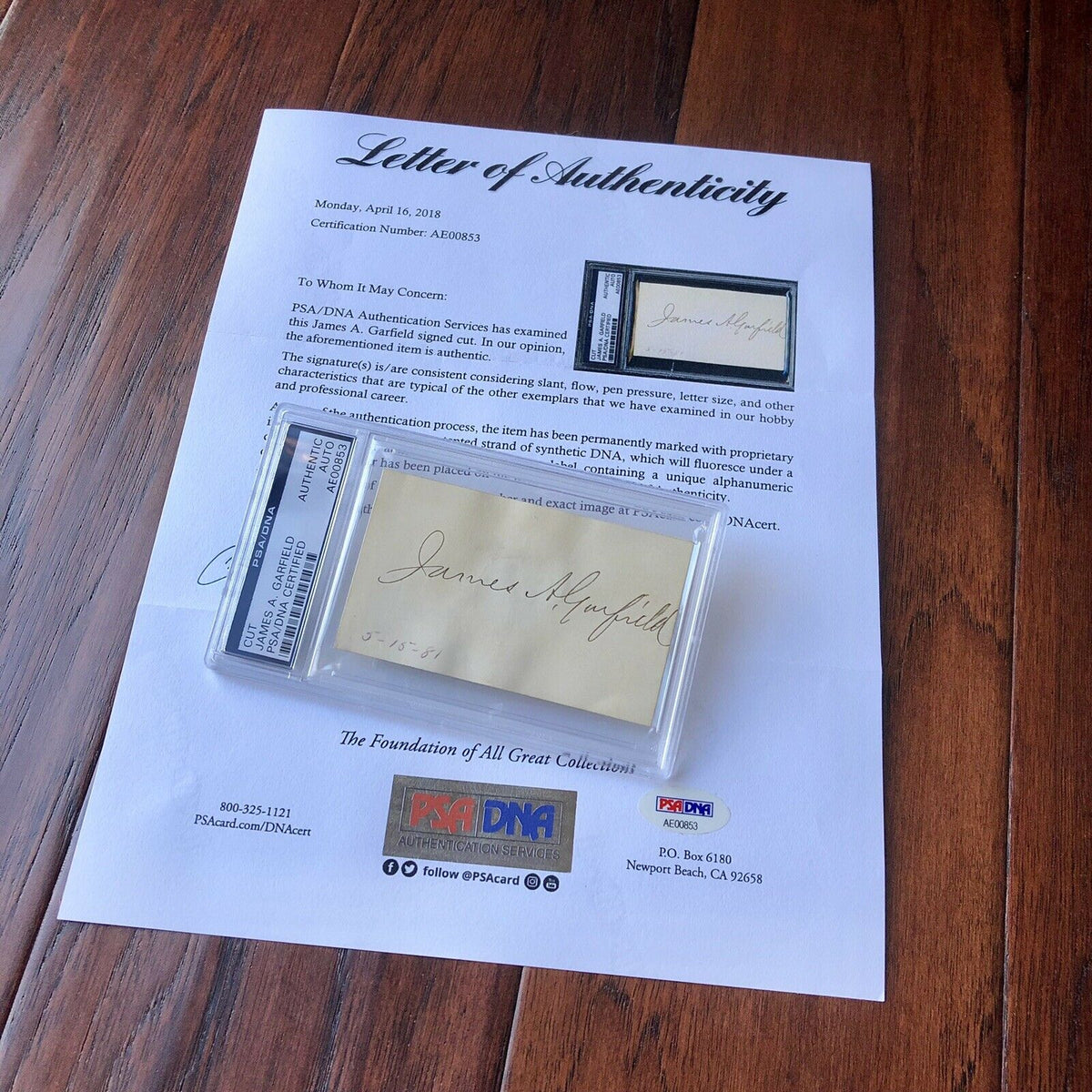 JAMES A. GARFIELD * Autograph Card AS PRESIDENT Hand Signed * PSA/DNA Slabbed