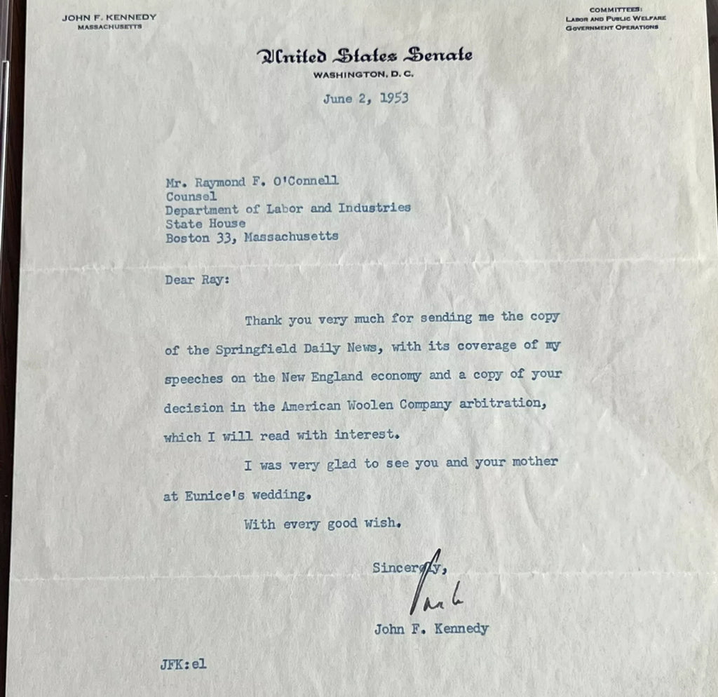 JOHN F. KENNEDY * PSA * Autograph Letter Signed 1953 Signature Jack JFK