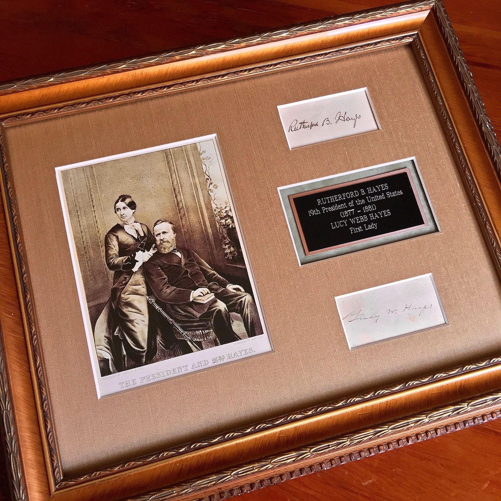 President RUTHERFORD B. HAYES and LUCY WEBB HAYES Autograph Duo Signed