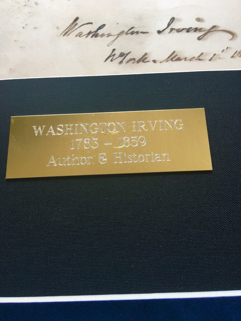 WASHINGTON IRVING * 1/1 SIGNED ENGRAVING * The Legend of Sleepy Hollow Autograph