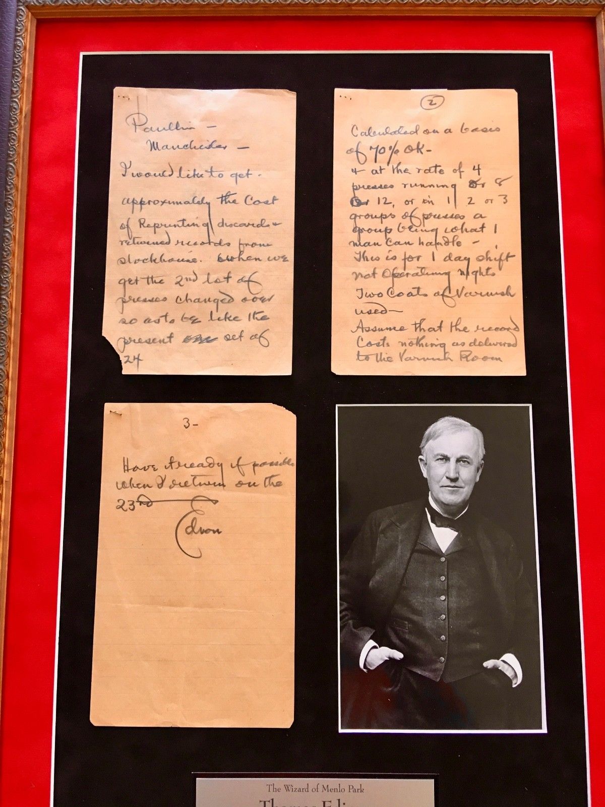 THOMAS EDISON * 3 Pg Handwritten AUTOGRAPH "records" Note SIGNED * PSA/DNA COA