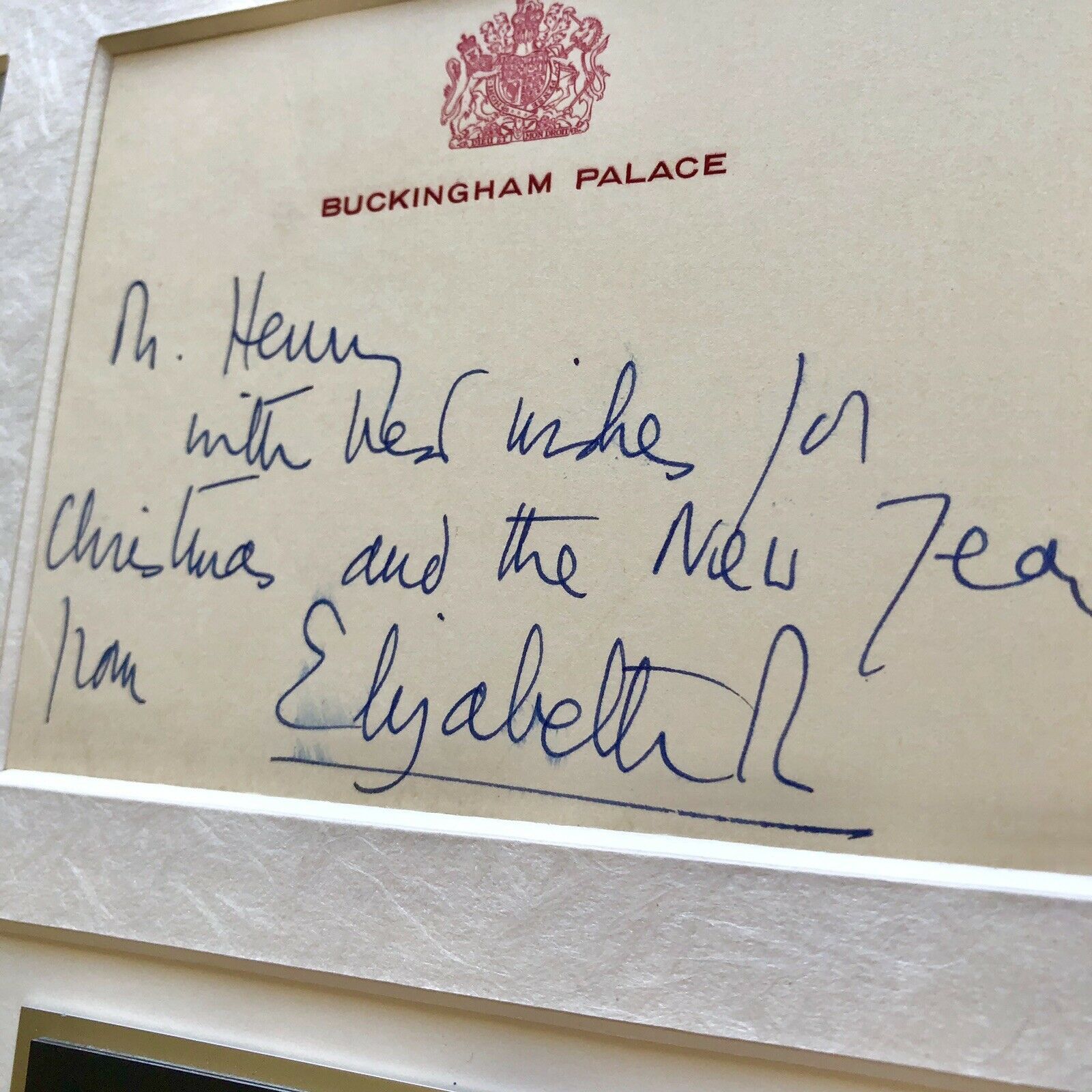 QUEEN ELIZABETH II * BAS LOA * Handwritten Autograph Buckingham Card SIGNED *