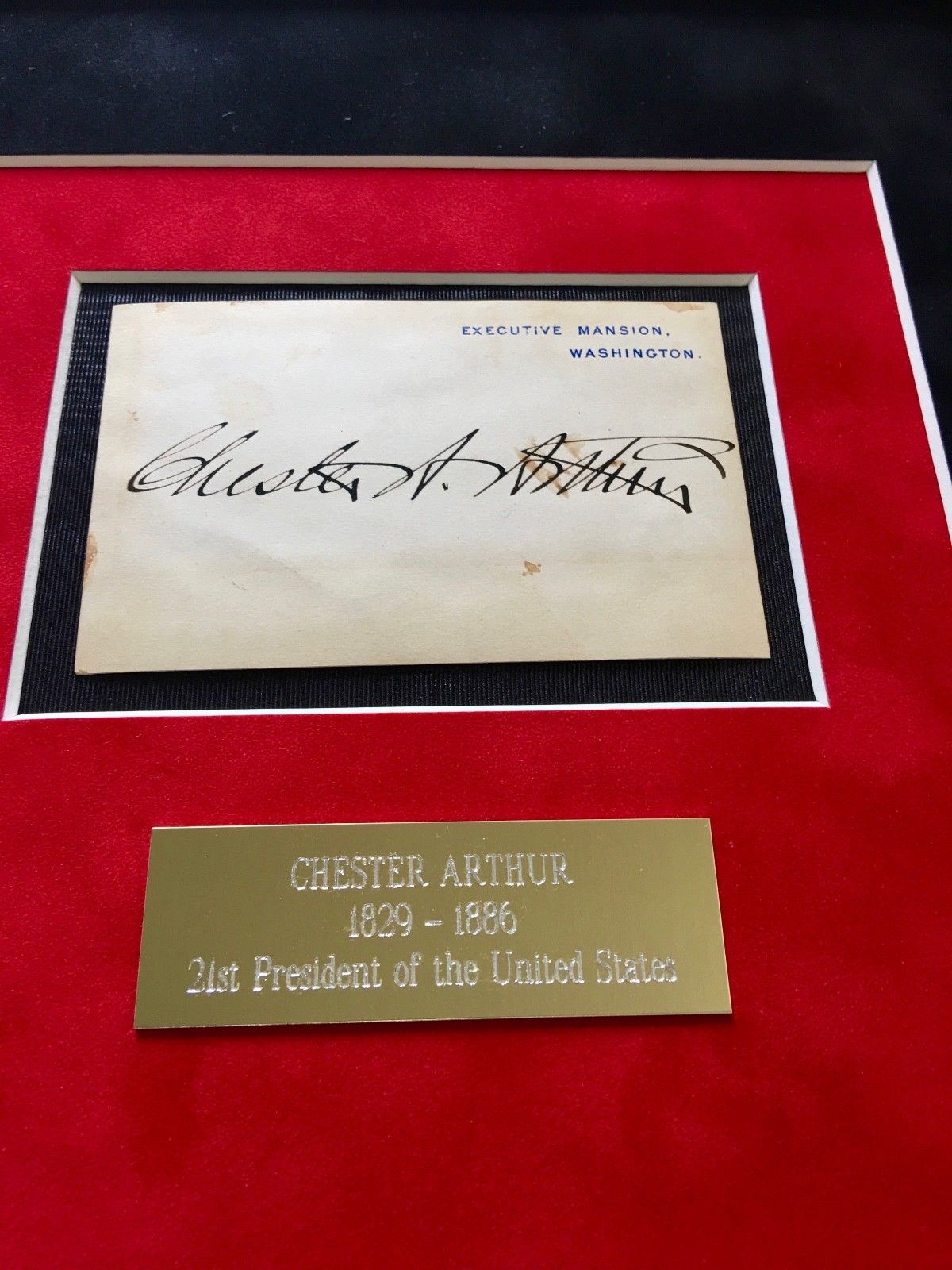 CHESTER A. ARTHUR * AUTOGRAPH White House * EXECUTIVE MANSION Card SIGNED
