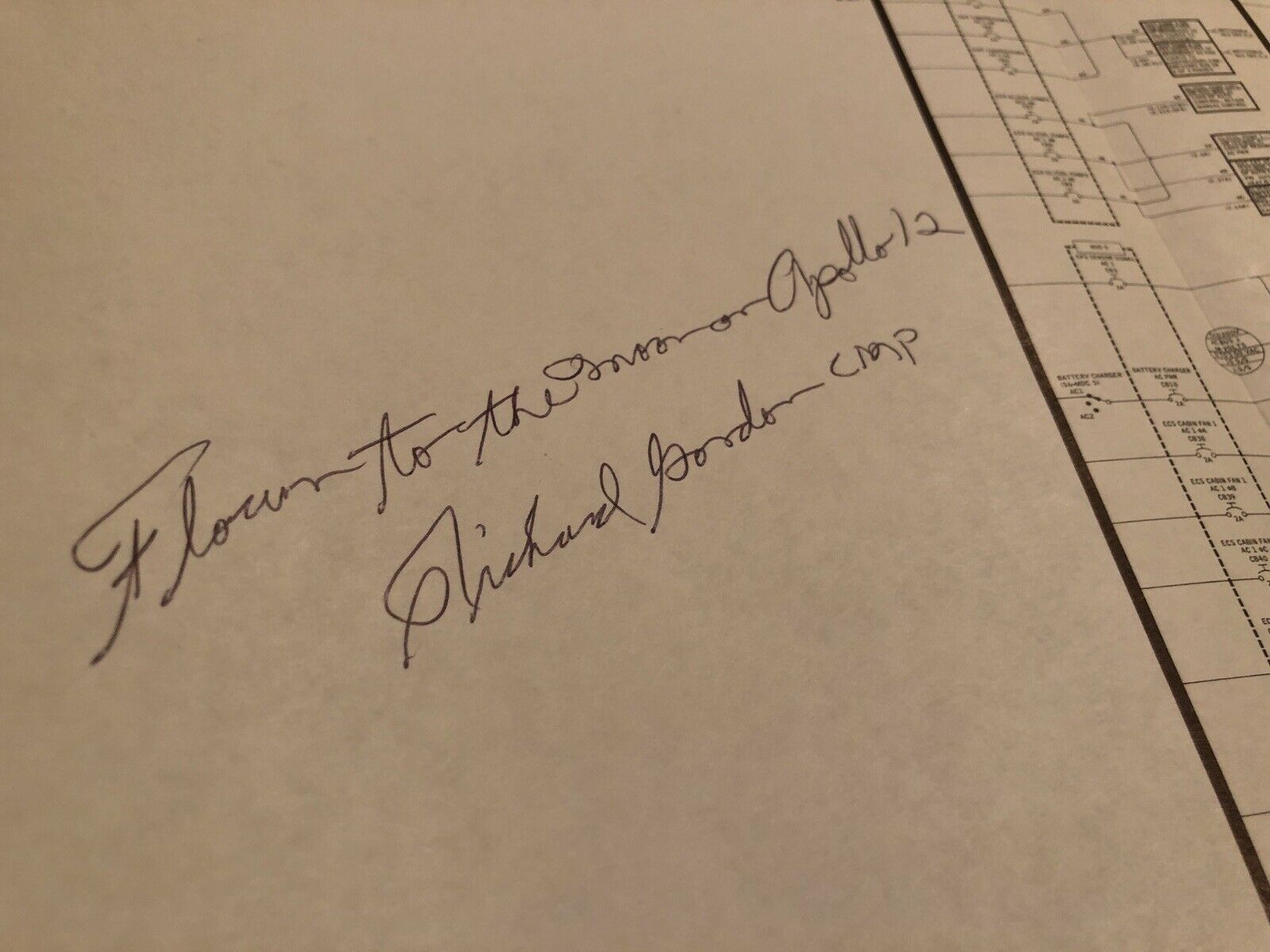 PROOF! * APOLLO 12 SPACE FLOWN SCHEMATIC SECTION * RICHARD GORDON SIGNED COA