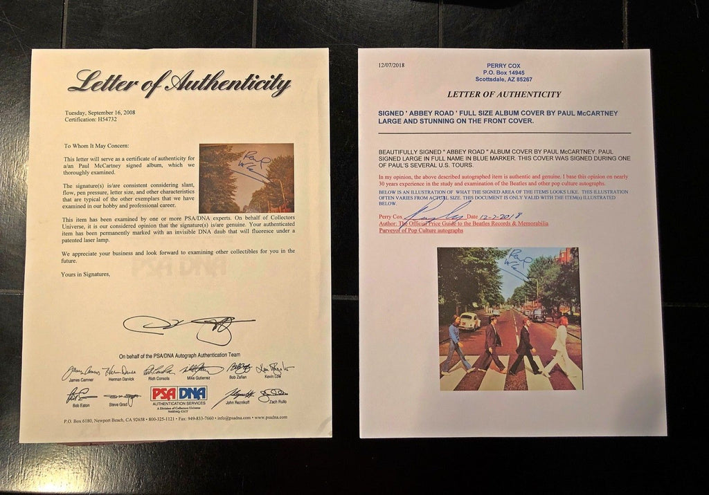 PAUL MCCARTNEY * PSA/DNA * Perry Cox * ABBEY ROAD Beatles * Autograph LP SIGNED
