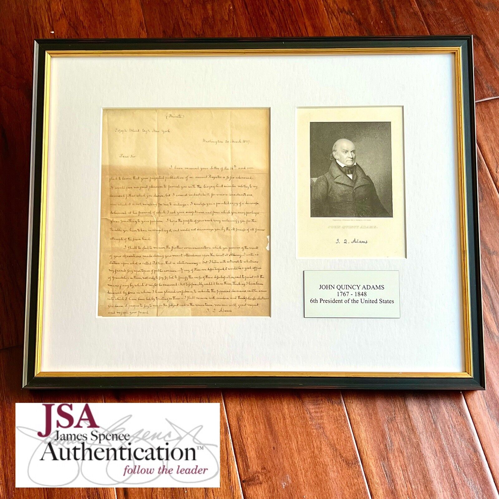 JOHN QUINCY ADAMS * Autograph Letter Re Fathers Biography & Van Buren Signed JSA