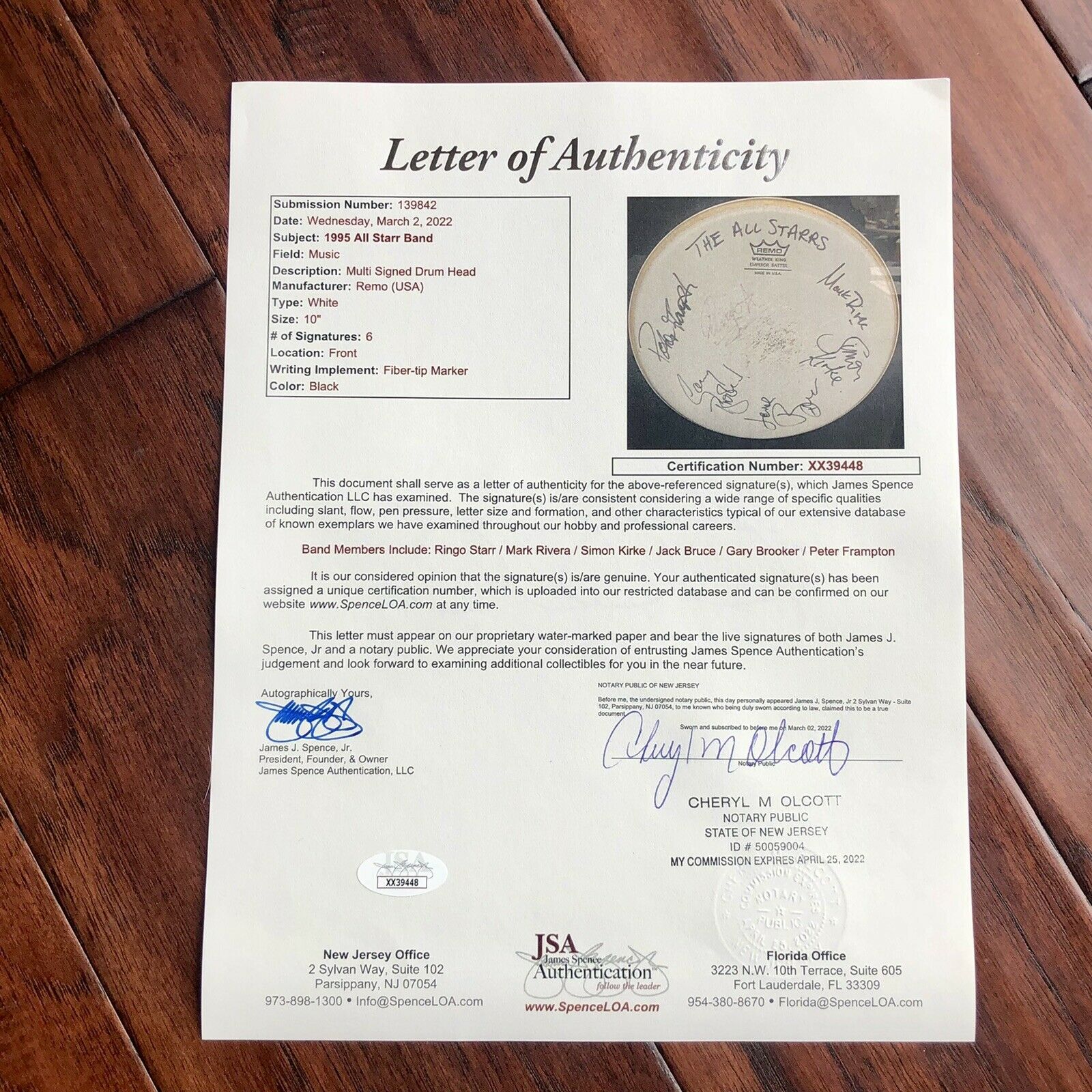 RINGO STARR & THE ALL STARR BAND * JSA LOA * Hand-Signed Remo Drumhead Autograph