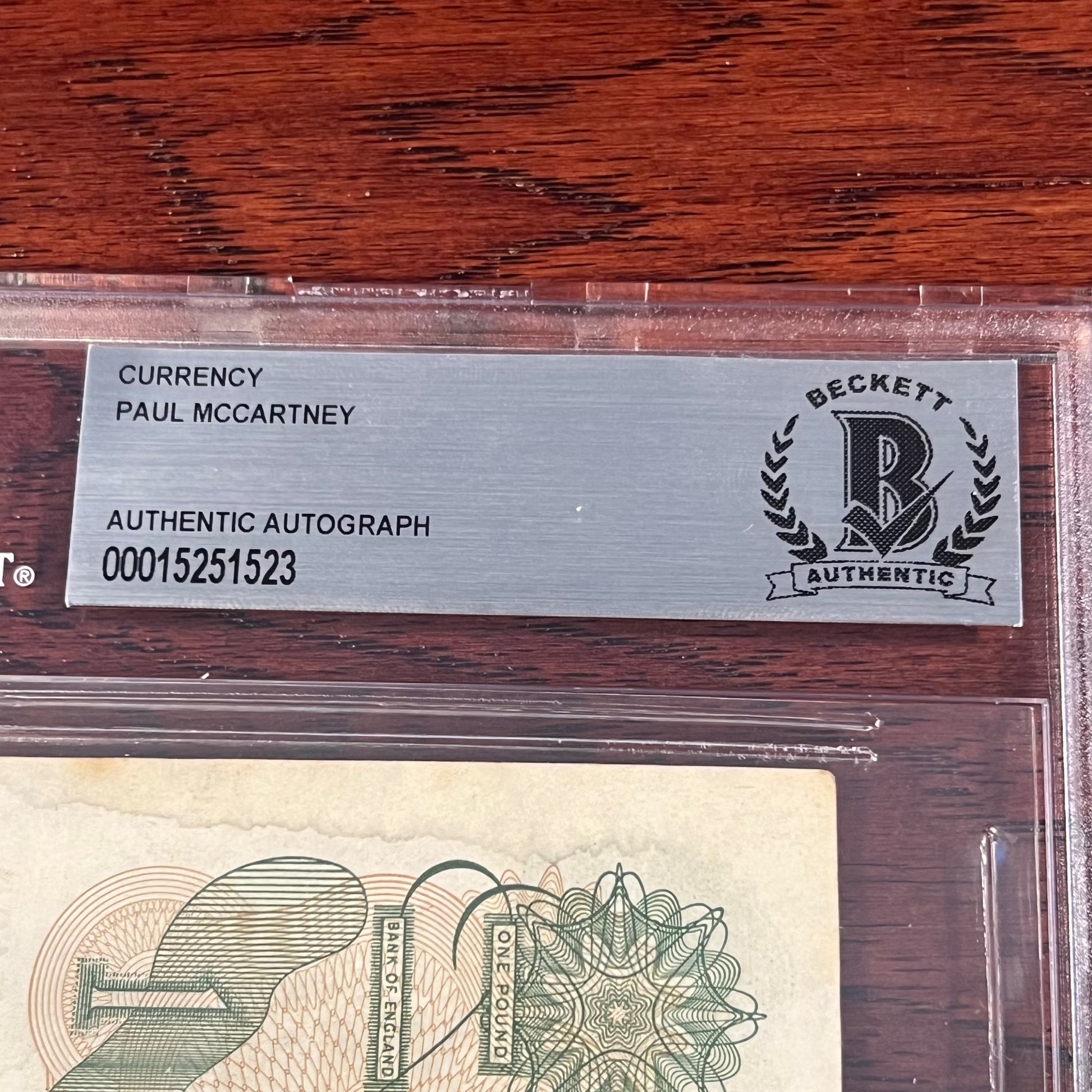PAUL MCCARTNEY * BAS BECKETT * Autograph One Pound Note Signed * The Beatles