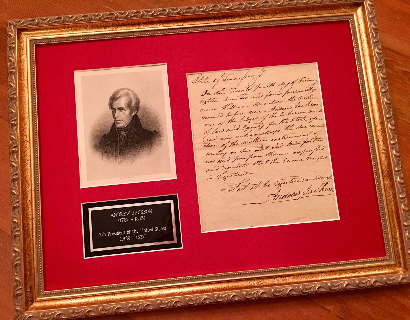 ANDREW JACKSON * Signed TWICE (2x) * EARLY Handwritten FAMILY Legal Document
